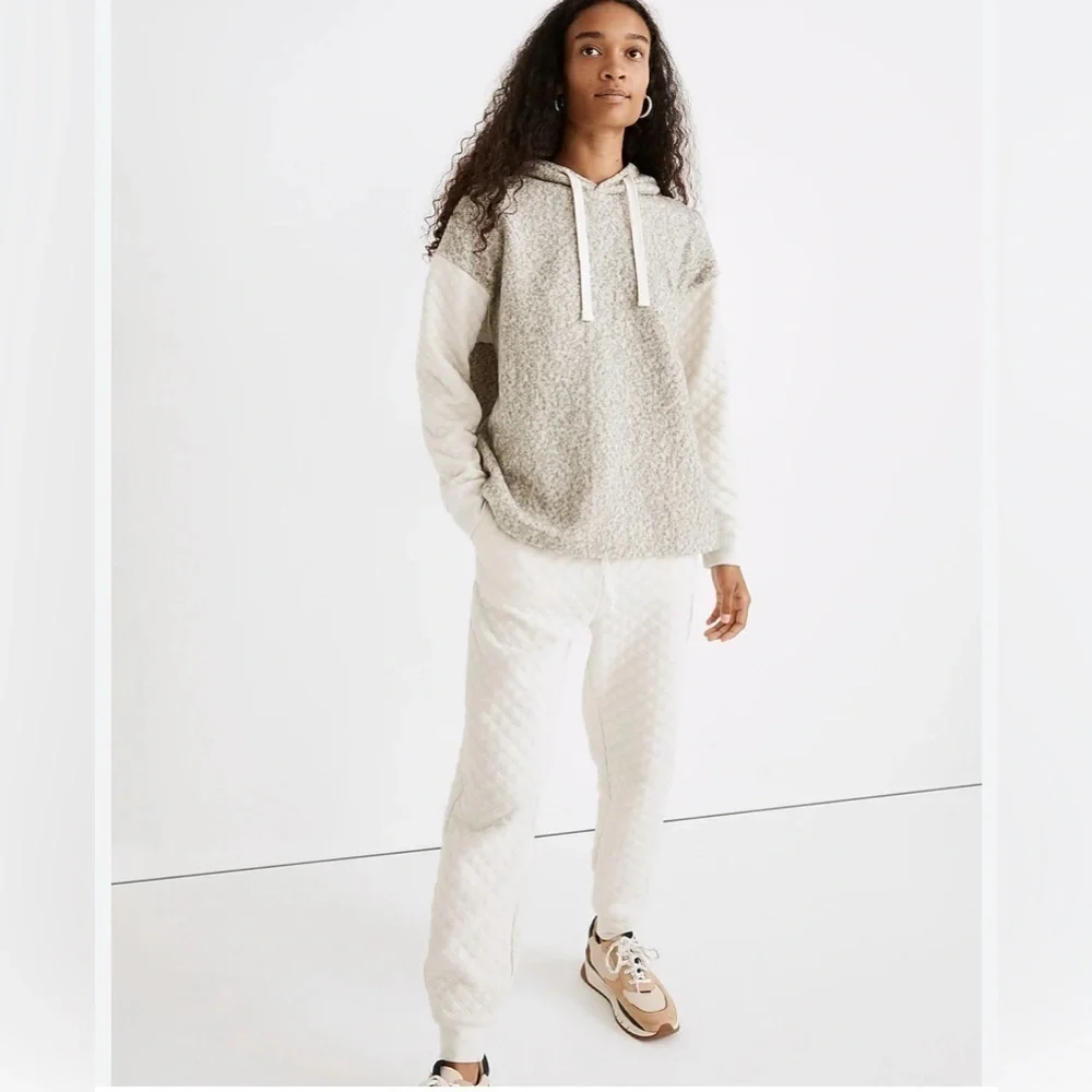 Madewell Quilted Sleeve Hoodie Sweatshirt NB523 - Picture 1 of 11